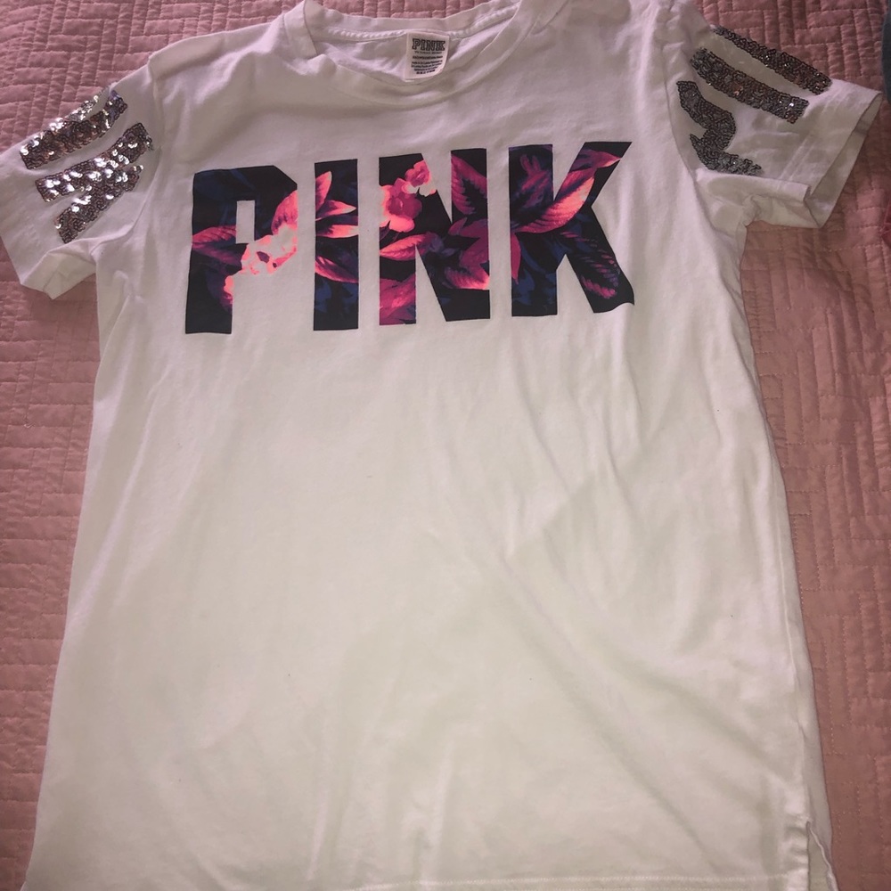 Vs pink tropical print T-shirt